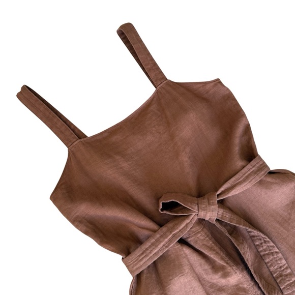 Everlane Linen Side Button Jumpsuit Brown Sz 6 - Picture 2 of 11